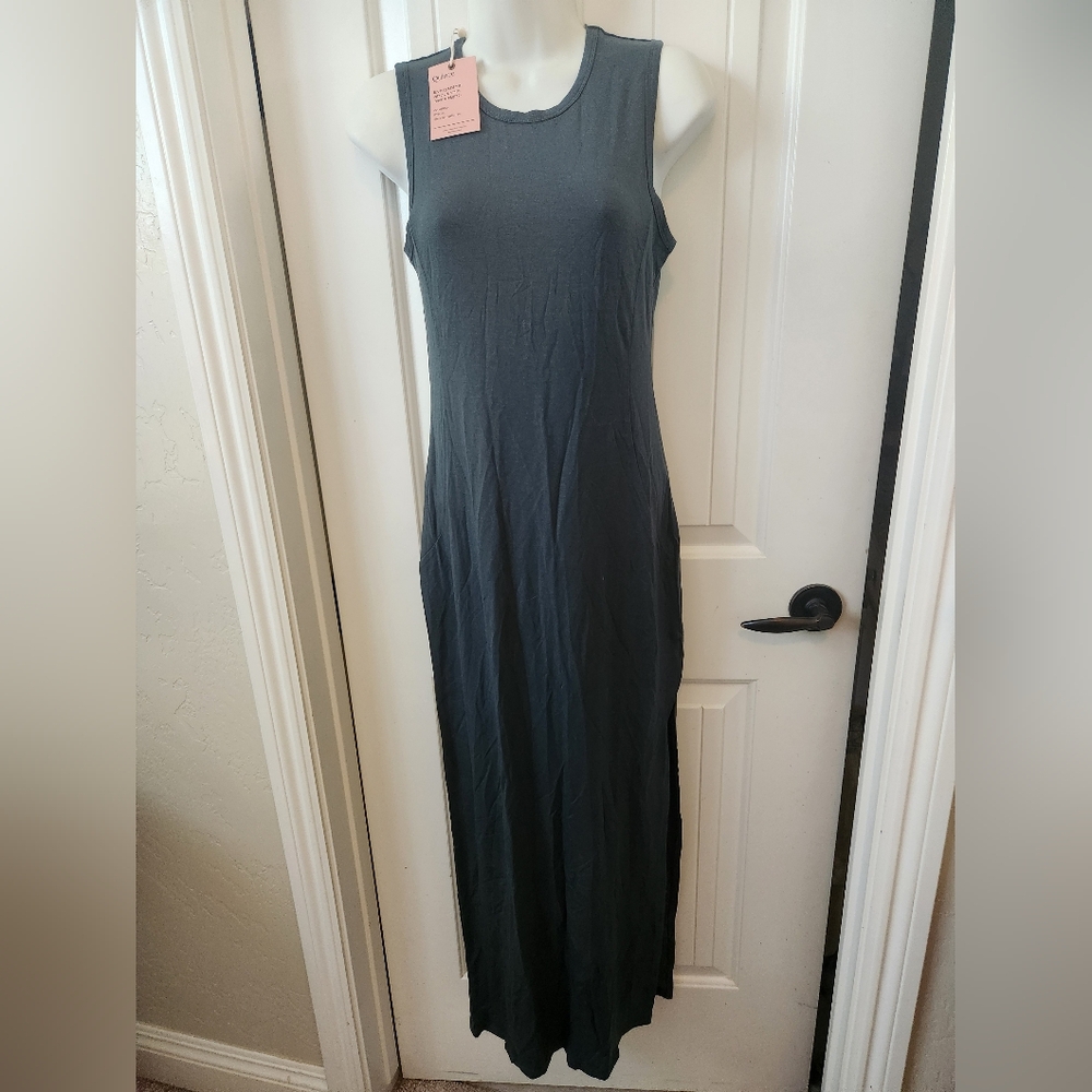 Quince Teal Halter Sheath Maxi Dress | Sz Small |  NWT